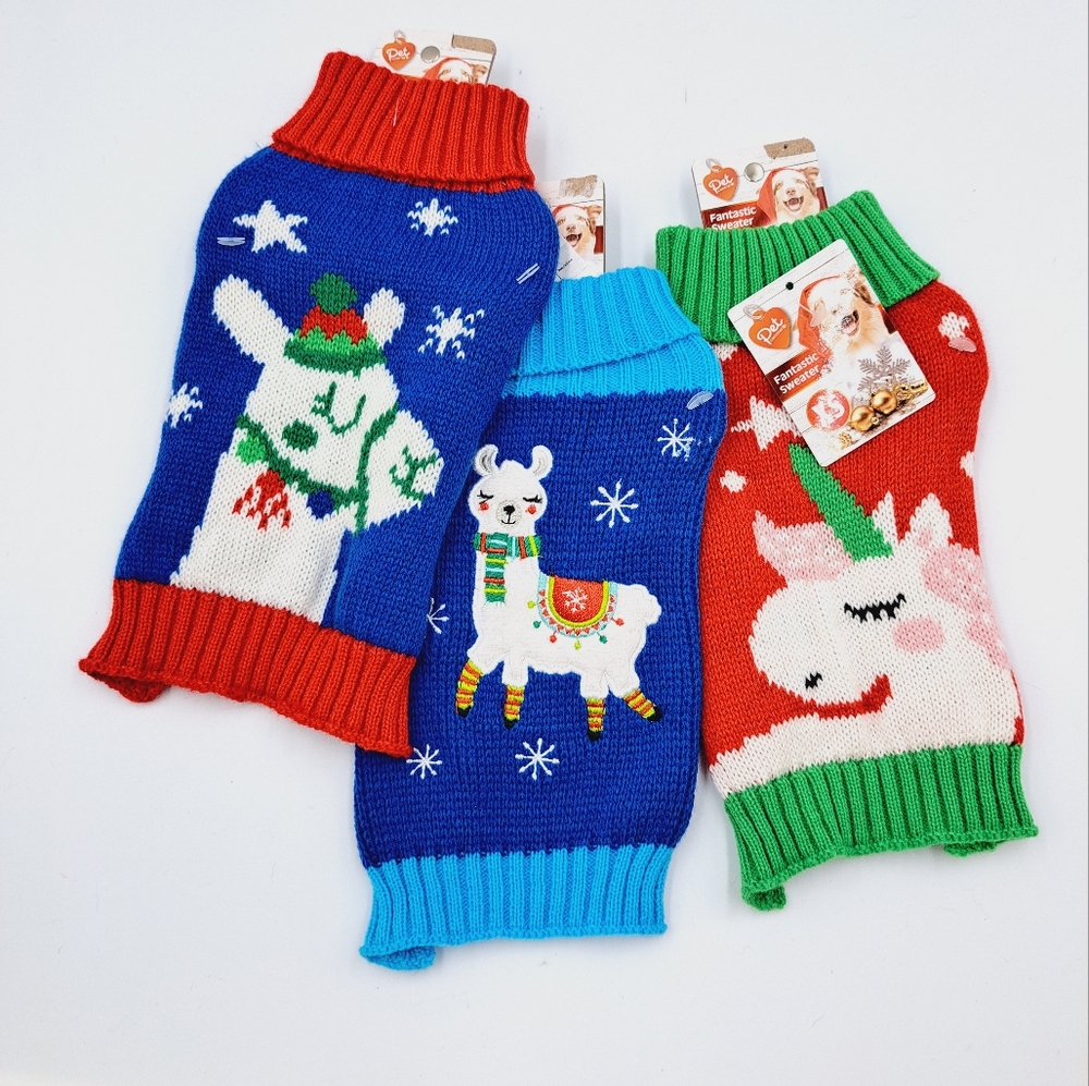 Set of Christmas, Winter, Holiday Dog Or Small Pet Sweaters Size XS